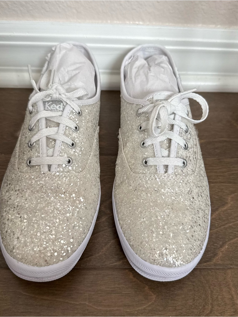 Keds Champion Glitter Celebrations Lace Up - White Glitter - Size 8.5 - Picture 2 of 8